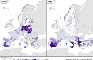 Bezrobocie w Europie 2004 vs 2018
