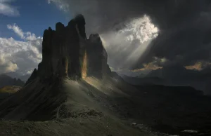 Promienie słońca w Dolomitach