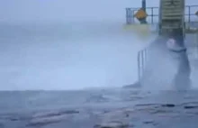 Idiot swimming in huge storm Salthill Galway