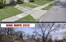 Degradacja Detroit. Na zdjęciach z google street i bing maps. [Esp]