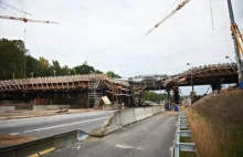 Zawalony wiadukt na autostradzie w Danii.