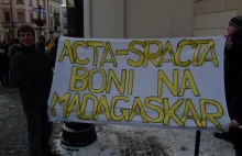 Najlepsze transparenty strajkujących przeciwko ACTA.