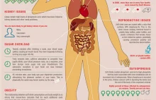Słodkie napoje - infografika ilustrująca ich działanie na organizm