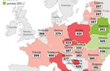 Mapa cen gazpromu w Europie w 2011 r.