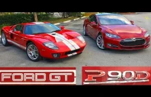 Tesla S P90D w trybie Ludicrous vs 700-konny Ford GT Drag Racing