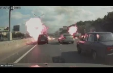 Wypadek auta przewożącego butle z gazem