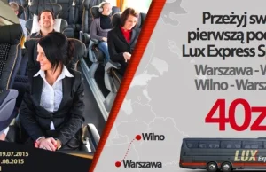 Warszawa - Wilno za 40 zł z Lux Expressem