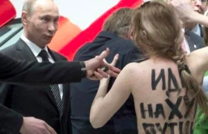 Dziubek Putina na widok protestującej kobiety w topless