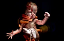 Fotografie noworodków parę sekund po urodzeniu