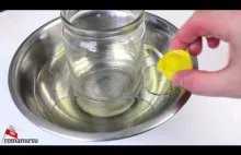 Cięcie szklanego słoika przy pomocy wody, oleju i rozgrzanego kawałka metalu