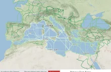 Mapa kosztów podróży w czasach Imperium Rzymskiego