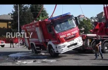 Totalna kompromitacja strażaka-kierowcy, na zawodach w Mediolanie
