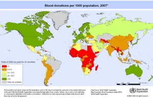 Średnia liczba przypadków oddania krwi na 1000 mieszkańców