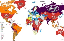 Mapa najchętniej poszukiwanych marek aut na świecie