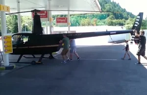 Helikopterem na stację benzynową po paliwo. Pilot wylądował pod samym...