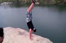Polish idiot nearly kills his friend by pushing him off a cliff