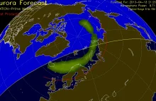 [Na żywo] Mapa prezentująca na bieżąco zasięg zorzy polarnej.