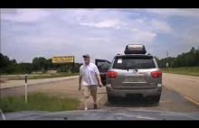 Konfrontacja agresywnego kierowcy z policjantem
