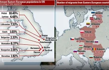 Mapa emigracji ze wschodu Europy do Wielkiej Brytanii