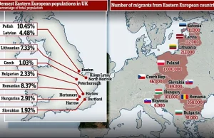 Mapa emigracji ze wschodu Europy do Wielkiej Brytanii