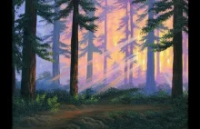 Jak malować 1 las o zachodzie słońca z akryl na płótnie