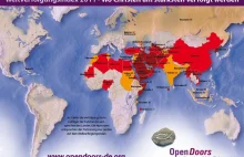 Kraje, w ktorych chrzescijanie sa przesladowani (mapa) (World Watchlist 2011)