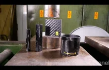 Crushing carbon fiber with hydraulic press