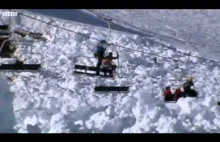 06.03.2012 - potężna lawina niszczy wyciąg krzesełkowy pełen narciarzy