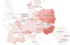 Mapa poparcia dla prawicowych ugrupowań w Europie