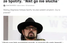 Piosenki Hołdysa na Spotify mają tylko pięć odtworzen