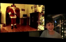 Święty Mikołaj nagrany na kamerę, podczas przynoszenia prezentów