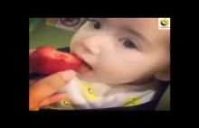 Cutest Funny Kid Eating stawberry.