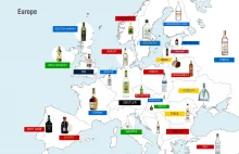 Narodowe alkohole Europy (mapa)