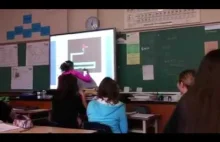 "Straszna gra" na tablicy interaktywnej w szkole