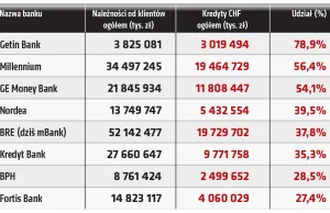 Te banki zadłużały Polaków we frankach szwajcarskich [INFOGRAFIKA]