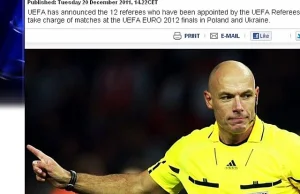 Howard Webb będzie sędziował na Euro 2012