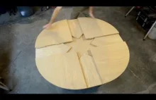 Drewniany stół który zmienia wielkość , zrobiony w garażu