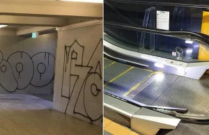 Jak bydło. Wandale niszczą warszawskie metro. Bazgrają, wysypują śruby w schody.