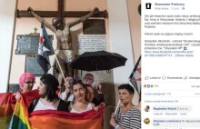 Grupa LGBT zakpiła z katolików w kościele św. Anny. Na zdjęciu m.in... Winiarski