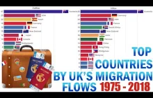 Liczba ludzi opuszczający i przyjeżdzających do UK - wykres według narodowości