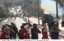Brutalne zamieszki w Betlejem z udziałem policji i...Świętych Mikołajów