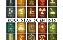 Plakaty symbolizujące wybranych naukowców i ich odkrycia w imię nauki