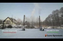 Krótki filmik prezentujący metodę spalania węgla tradycyjnie i od góry