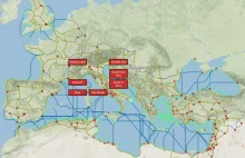 Mapa pozwalająca ocenić jak długo trwała i ile kosztowała podróż w roku 200 n.e.