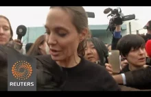 Angelina Jolie mobbed duing Greece migrant camp visit