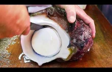 Morski ślimak alien. Jedzenie w Japonii.