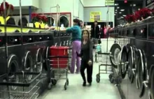 Chick Dancing Up A Storm In Laundromat