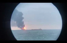 Pożar na statkach w rejonie Cieśniny Kerczeńskiej. Marynarze wyskakiwali do wody