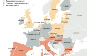 Kto w Unii Europejskiej nie chce nakładać sankcji na Rosję? [MAPA