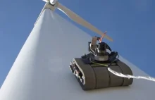 Robot wspinaczkowy na pracujących turbinach wiatrowych
